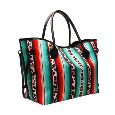 China 2021 NATIONAL Leopard Stripes Canvas Multi Bag With PU Piping Big Beautiful Women Tote Bag DMA81753 for sale