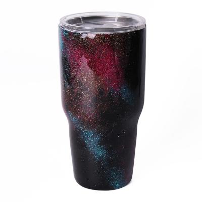 China Cup With Starry Christmas Viable Epoxy Sky Personalized Glitter Tumbler Epoxy Tumbler With Slip Lid DMA81172 for sale