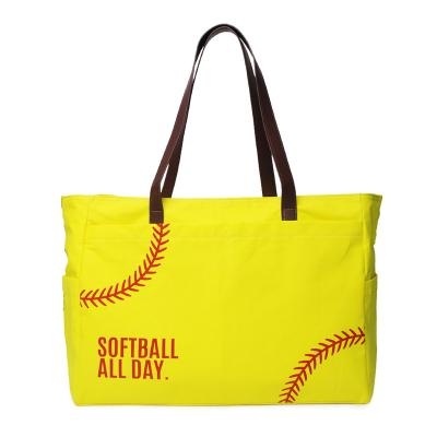 China NATIONAL Canvas Sports Women's Baseball Tote Bags Large Size Handbag Baseball Single Hand Shoulder Bag D61477 for sale