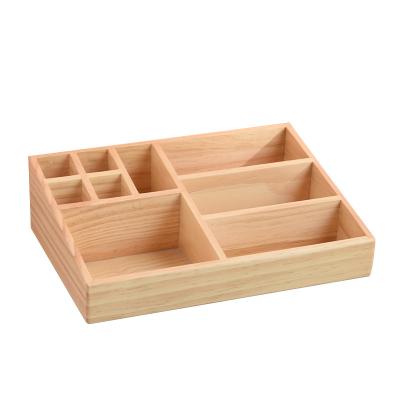 China Hot Sale High Quality Cheap Price Antique Imitation Divider Wooden Cosmetic Box Organizer For Bedroom for sale