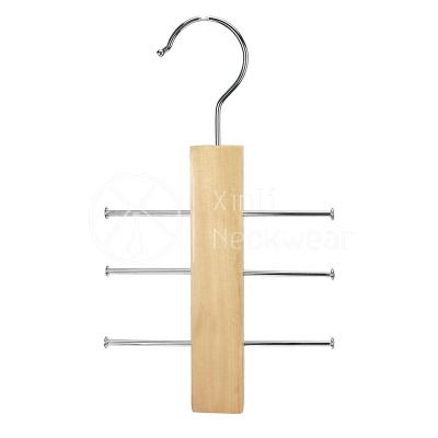 China Eco-friendly Material Multifunctional Wooden 6-Hook Tie Rack Premium 360 Degree Rotate Tie Hanger Holder Organizer For Men for sale