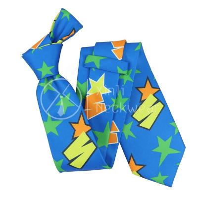 China 100% Handmade Custom Designers Blue Funny Cartoon Patterns Printed Neckties Factory Wholesale Mens Supplier Ties for sale