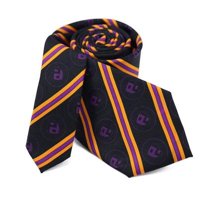 China 100% Cheap Premium Quality Handmade Navy Blue Polyester Ties Printing Custom Logo Striped Design Supplier Neckties Wholesale for sale