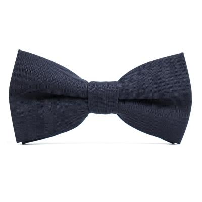 China 100% Handmade Wholesale Easy-Wear Polyester Woven Jacquard Security Clips On Bow Ties Cheap Plain Navy Blue Custom Bow Ties for sale