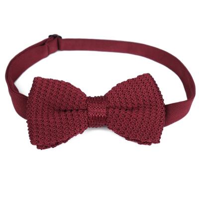 China Cheap 100% Polyester Woven Knitted Bow Ties Pre Tied Burgundy Handmade Wholesale Custom Solid Men's Bow Ties For Party for sale