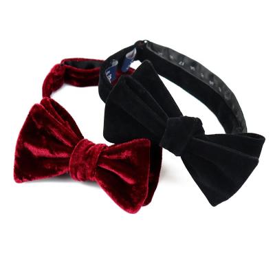 China 100% Polyester Handmade Black Red Black Red Factory Collections Solid Color Self Tie Wholesale Self Tie Bow Ties For Men for sale