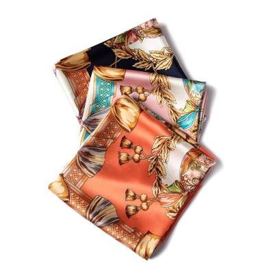 China 100% Printed Square Satin Handmade Spring Fashion Style Ladies Designer 100% OEM Pattern Chinese Silk Scarves 90x90 for sale