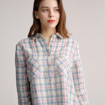 China El estándar cupo el ODM comprobado de la camisa de las señoras del 100% de las blusas de manga larga de las mujeres de lino de Xs-Xxxl en venta