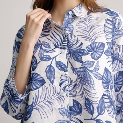 Cina Camicia di tela messa un colletto di miscela della manica lunga del cotone della blusa 45% delle donne leggere in vendita