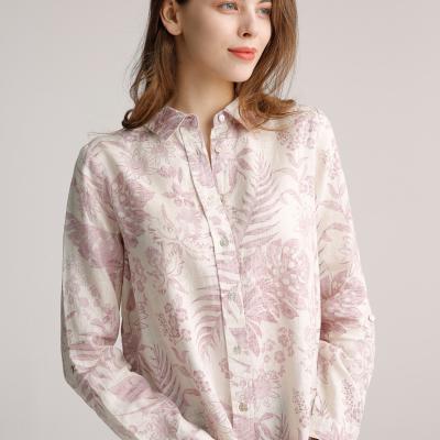 China Van het de Inzamelingslinnen van vrouwen de Zuivere Collared Lange Koker Geplooide Blouse Overhemd Te koop