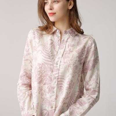 China Los tops de lino casuales de las señoras rosas claras abren la manga larga de Placket con Tab Cuff rodado en venta