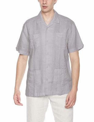 China 100% Ramie Guayabera Short Sleeve Mens Cuban Shirt Size Xs-Xxxl for sale