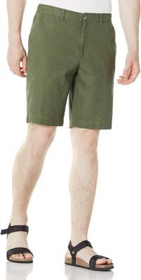 Chine Olive Zipper Closure Mens Linen court-circuite le cordon des shorts Inseam de 10 pouces à vendre