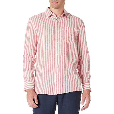 Cina Chiusura aperta del bottone del collo S m. L Mens Casual Linen delle camice rosse della banda in vendita