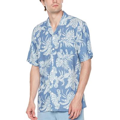 China Las camisas de manga corta casuales para hombre hawaianas de la viscosa del vintage el 45% abotonan encima de ajuste cómodo en venta