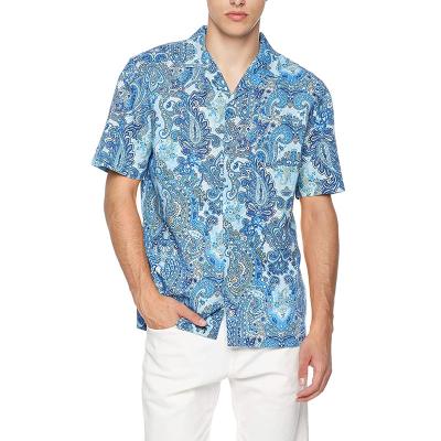 China Vintage curto ocasional Aloha Style do algodão das camisas 48% da luva dos homens relaxados do ajuste à venda