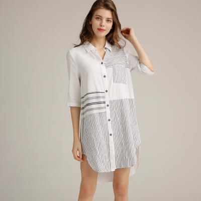 Chine Outre de la demi robe blanche de chemise de douille bavardez le bouton teint vers le haut de la robe de toile avec la poche de coffre à vendre