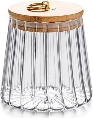 China Nuts Canister Storage Canister Viable Glass Petal Jar Decorative Coffee Container With Lid Glass Bamboo Storage Containers With Lids for sale