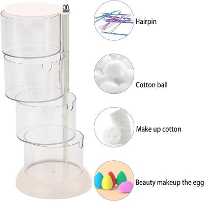 China 2/3/4 Layer Makeup Face Powder Blast Container Powder Puff Storage Box Sponge Rotating Clear Cosmetic Organizer for sale