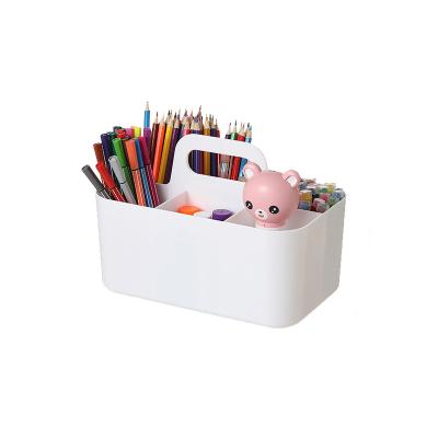 China Plastic Divided Organizer Stocked Art And Craft Storage Bin With Handle For Home Office for sale