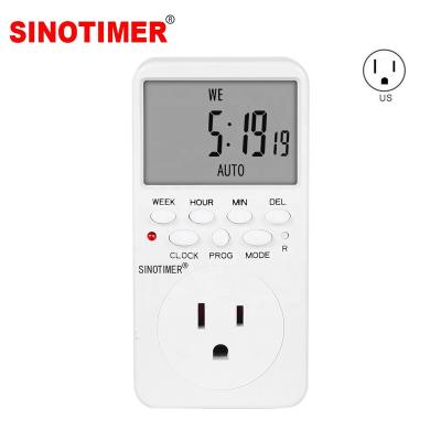 China 7 Days 24 Hour Digital Timer Switch US Outlet Kitchen Timer Outlet 120V 110V Daytime AC Programmable Electronic Timer Switch 7 12/24 Hour Programmable Timing Outlet for sale