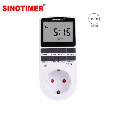 China 7 Days 24 Hours EU Time Switch LCD Display Digital Super Weekly Programmable Electric Wall Power Plug-In Timer Switch 220V AC Outlet Time Switch for sale