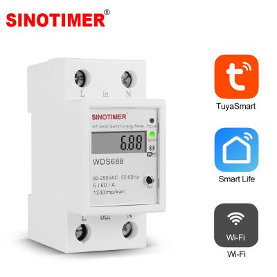 China Digital KWH Din Rail Energy Meter Smart WiFi Electricity Meter Watt Remote Digital Consumption Switch Control Tuya APP 110V 220V AC WDS688 for sale