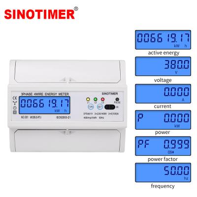 China Current Monitor Modbus RTU 380V 400V DTS6619-017 Electric Power Three Phase Voltage Consumption Meter RS485 KWH Din Rail Energy Wattmeter Current Monitor for sale