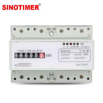 China 5(100)A 380VAC 50/60Hz Three Phase 4 Wire Analog Energy Meter Simulate Power Monitoring DIN Rail With DDS576C Pulse Output for sale