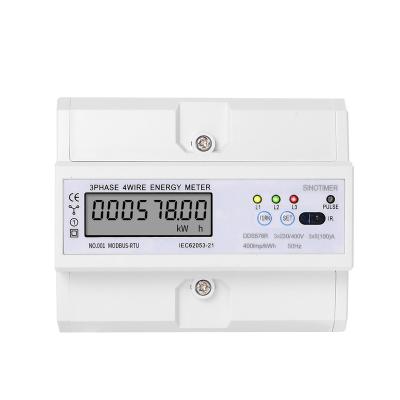 China RS485 Modbus Rtu DIN Rail 3 Phase 4 Wire LCD Digital Wattmeter Electronic Power Energy Meter 5-100A 380V AC 50Hz DDS578R for sale