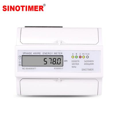 China Precise Three Phase 4 Wires 5-100A 380V Digital Power Meter Electricity Consumption Measurement Meter 35mm DIN Rail Mounting DDS578 for sale