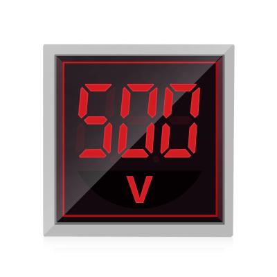 China Voltage Gauge 22mm Square LED Digital Display Voltmeter Signal Lamp Volt Voltage Meter Signal Light Combo Tester Measuring AC 60-500V for sale