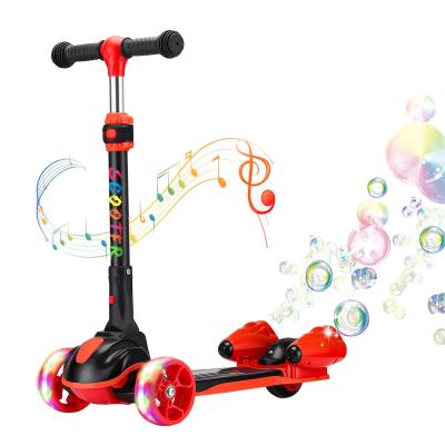 China New Fold Music Player and Bubble Sprayer 3 Wheels Kids Foldable Scooter High Quality Wholesale Kick Scooter for Kids with Music for sale