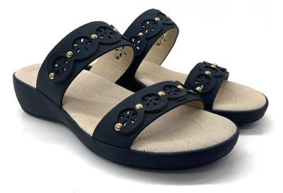 China Comfort Ladies Summer Slip On Sandals With Flat Heel Sewing Sole for sale