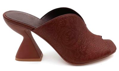 China Schickes Quadratzehen Loose Fit Mittelkloß Heeled Mule In Vegane Falsches Leder zu verkaufen