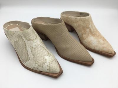 China Materiales de cuero Mujeres Mules de tacones, Mules de tacones de 4,5 pulgadas de alto con dedos cerrados en venta