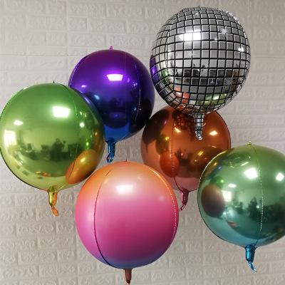 China Gift Toy / Party Balloon Decorations 22inch Iridescent Gradient 4D Round Foil Balloon For Party Ddcoration for sale