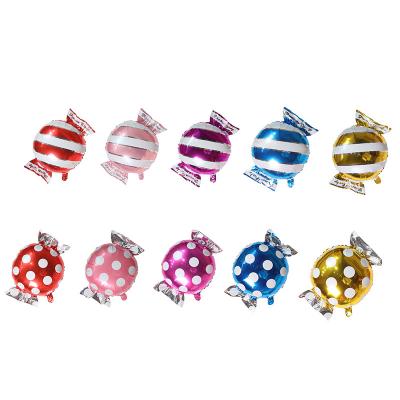 China Party Decoration Balloons Wave Dot Stripe Printing Candy Shaped Foil Balloons for sale