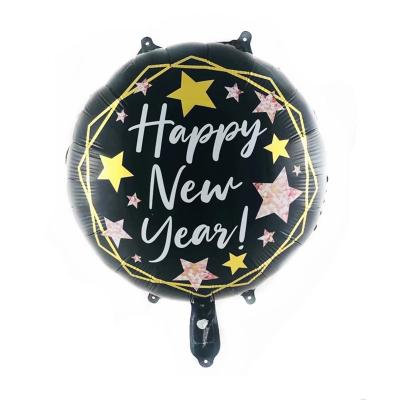 China Round Party 18 Inch Happy New Year Foil Balloon For Christmas Party for sale