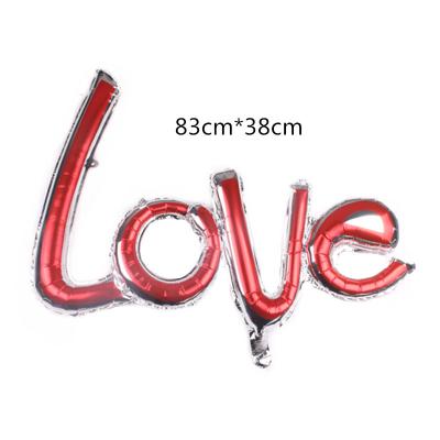 China New Rim Party 83*38cm Red Love Foil Balloon Silver Siamese Letter Balloons for sale