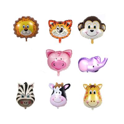 China Large Animal Giraffe Lion Tiger Monkey Animal World Balloons Party Head Foil Balloon Pig Elephant for sale