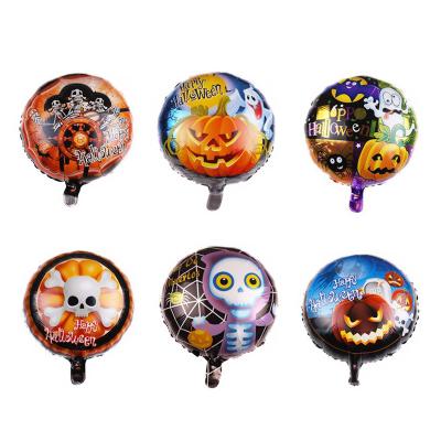 China Party New 18 Inch Round Shaped Halloween Helium Foil Balloon Head Skull Pumpkin Balloon for sale