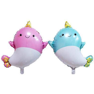 China Toy/Gift Party Decorations Inflated Cute Blue and Pink Whale Shaped Foil Balloons for Baby Shower Party Decoration Supplies for sale