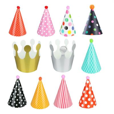 China Gift Toy / Party Decorations Amazon 11pcs Set Party Hats Polka Dots Birthday Paper Crown Hats For Party Supplies for sale