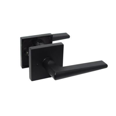 China Modern Heavy Duty Privacy Matt Square Black Lever Square Bathroom Handle Tubular Heavy Duty Door Lock for sale