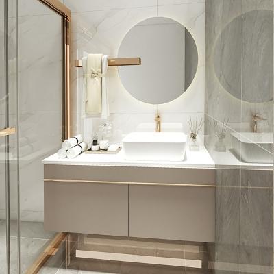 China Modern Stylish Design Wall Mounted Bathroom Vanity Cabinet With LED Light Mirror for sale