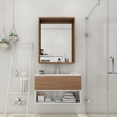 China Factory direct supply modern Foshan commercial melamine laminated plywood wall-hung bathroom cabinet with mirror cabinet for sale