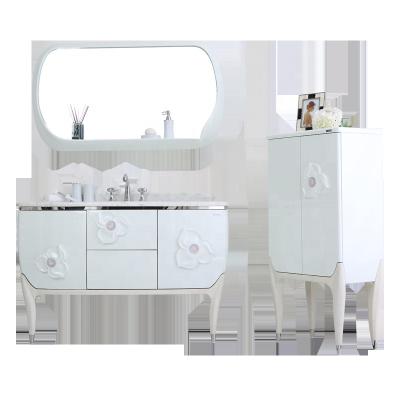 China Iris Crystal Inlaid Flower Floor Front Position Solid Wood Bathroom Vanity M-11 for sale