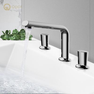 China Brass Metered Faucets Basin Faucets Bathroom Sink Faucets GODI 3 Hole Faucets Basin Mixer Taps for sale