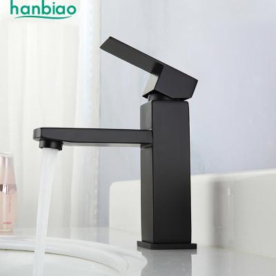 China SUS304 Basin Faucets Black Single Lever Metered Faucet Mixer Hot And Cold Water Tap For Bathroom for sale